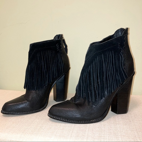 Cynthia Vincent Fringe Ankle Boots - Picture 3 of 11